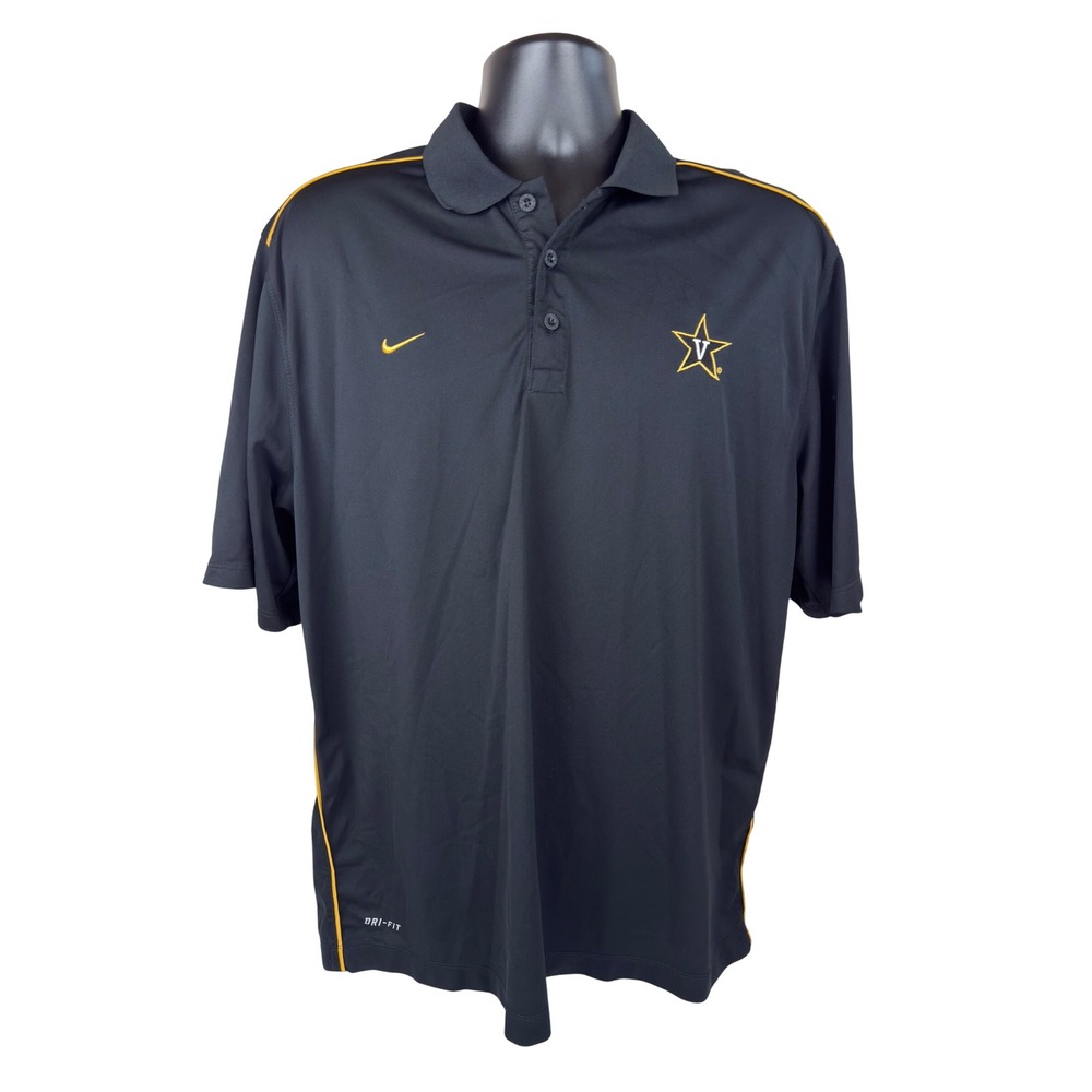Nike Dri-FIT Vanderbilt Commodores Polo Shirt Mens XL Black Embroidered Logo